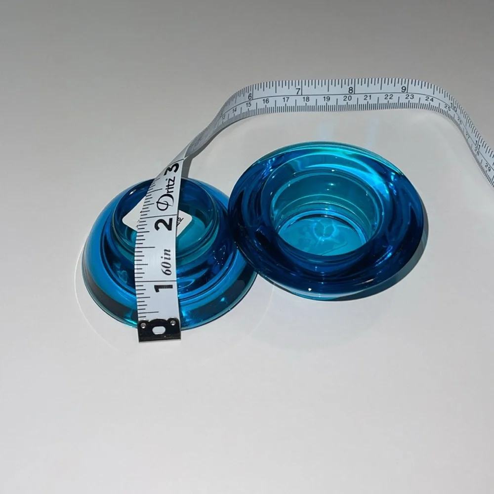 Crate and Barrel Turquoise Tea light candle holders pair